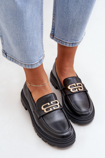 mocassins pour femmes Ze couleur doréem Detalem couleur noire Trionna