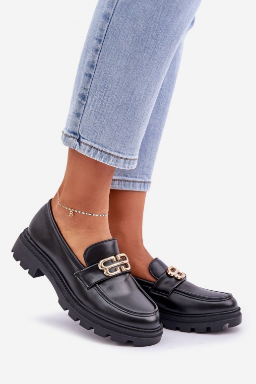 mocassins pour femmes Ze couleur doréem Detalem couleur noire Trionna