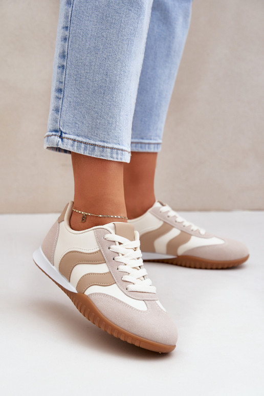Klassieke sneakers Dames van ecoleer beige Het heeftretina