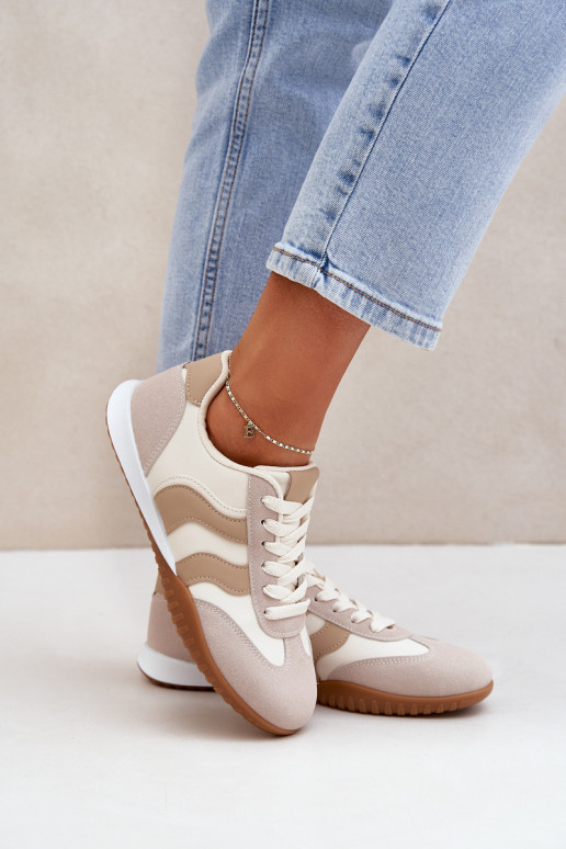 Klassische Sneaker Feminin aus Öko-Leder Beige Es mussretina