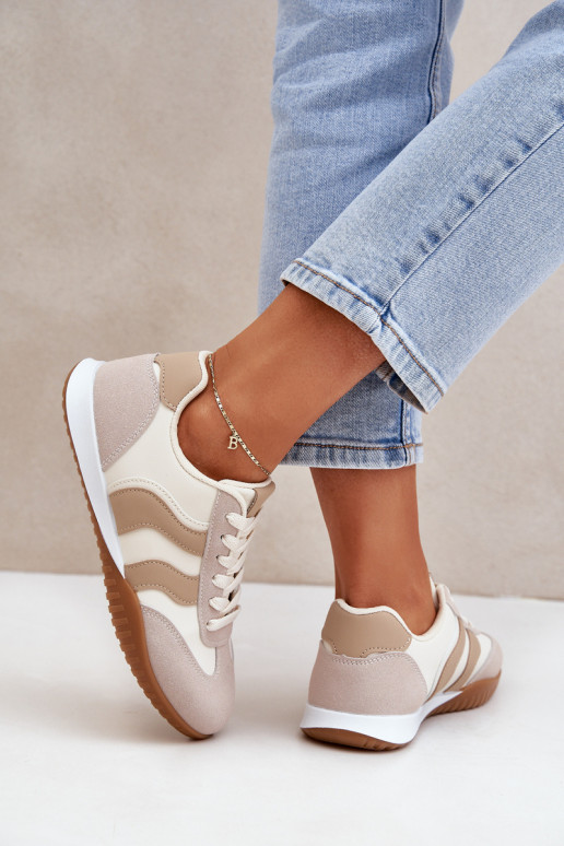 Klassieke sneakers Dames van ecoleer beige Het heeftretina