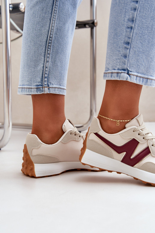 Turnschuhe Sneakers Stilvollllschuhe Feminin Beige-Burgund Britma