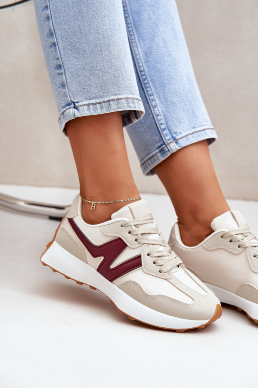 Turnschuhe Sneakers Stilvollllschuhe Feminin Beige-Burgund Britma