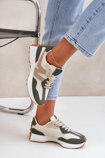 Turnschuhe Sneakers Stilvollllschuhe Feminin Beige-grüne Farbe Britma 2