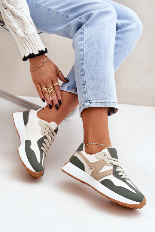 sportschoenen Sneakers model schoenen Dames beige-groene kleur Britma