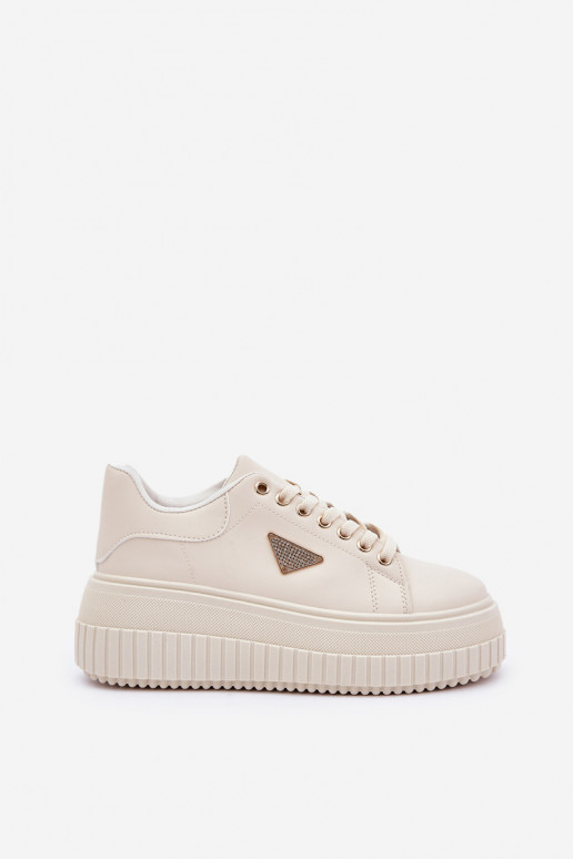 Élégant Chaussures modèle baskets avec une plateforme couleur ivoire Vallexia Élégant Chaussures modèle baskets avec une plateforme couleur ivoire Vallexia