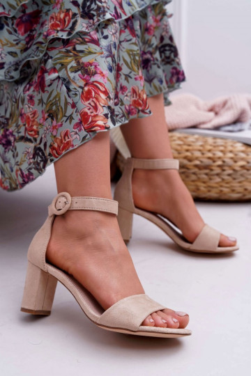 Damen-Sandalen aus INildleder mit hohen Absätzen Beige Lexi