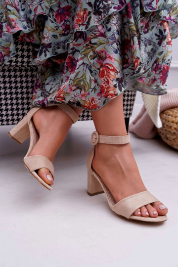 Sandales femme à talons en daim beige Lexi 2