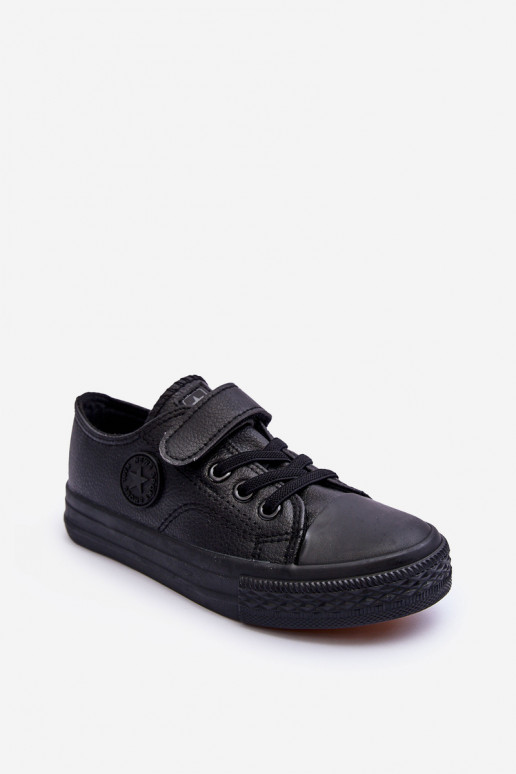 Peau Chaussures de loisirs pour enfants avec attaches adhésives couleur noire Delmara Peau Chaussures de loisirs pour enfants avec attaches adhésives couleur noire Delmara