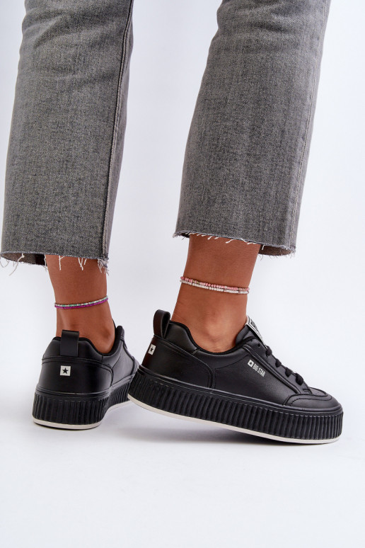 Chaussures modèle baskets Féminin avec une plateforme Big Star NN274255 couleur noire Chaussures modèle baskets Féminin avec une plateforme Big Star NN274255 couleur noire