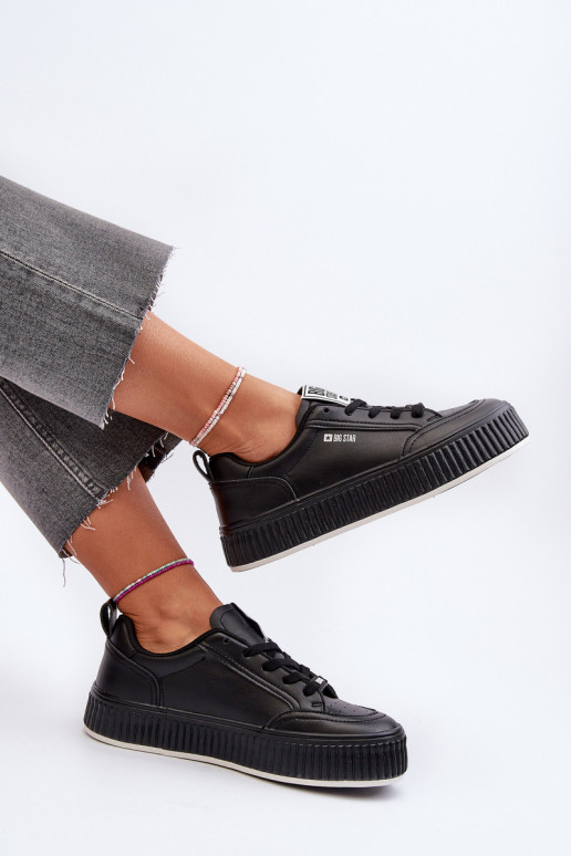 Sneakers Stilvollllschuhe Feminin mit einer Plattform Big Star NN274255 schZuarze Farbe Sneakers Stilvollllschuhe Feminin mit einer Plattform Big Star NN274255 schZuarze Farbe