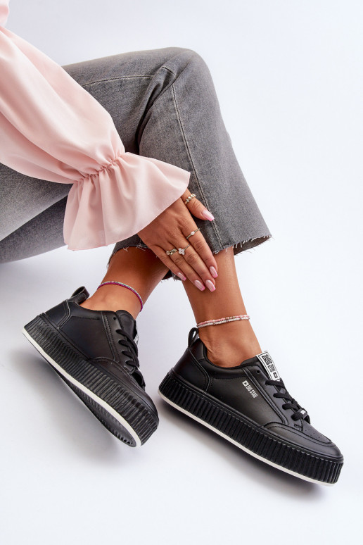 Chaussures modèle baskets Féminin avec une plateforme Big Star NN274255 couleur noire Chaussures modèle baskets Féminin avec une plateforme Big Star NN274255 couleur noire