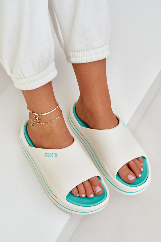 Pantoufles pour femmes avec une plateforme Big Star NN274A038 Blanc-couleur menthe Pantoufles pour femmes avec une plateforme Big Star NN274A038 Blanc-couleur menthe