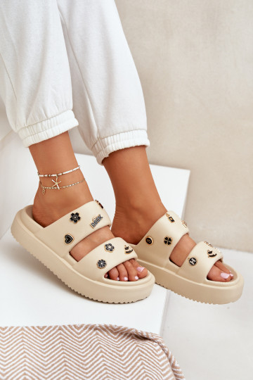 LichtgeInicht pantoffels Damespantoffels Z Przypinkami beige Ravanala