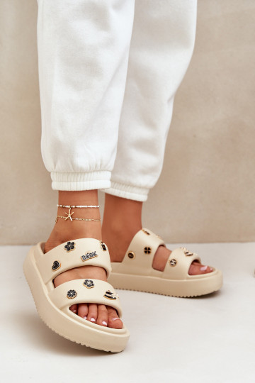 Leichte Hausschuhe Damenhausschuhe Z Przypinkami Beige Ravanala 2