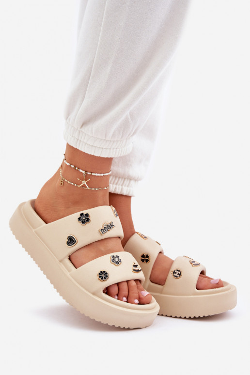 Pantoufles légères Pantoufles pour femmes Z Przypinkami beige Ravanala Pantoufles légères Pantoufles pour femmes Z Przypinkami beige Ravanala