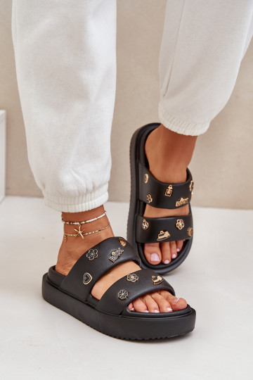 Lichte slippers Dames slippers met clips zwart Ravanala