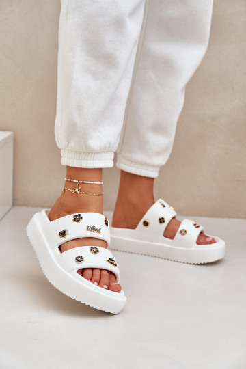 Pantoufles légères Pantoufles pour femmes Z Przypinkami couleur blanche Ravanala 2