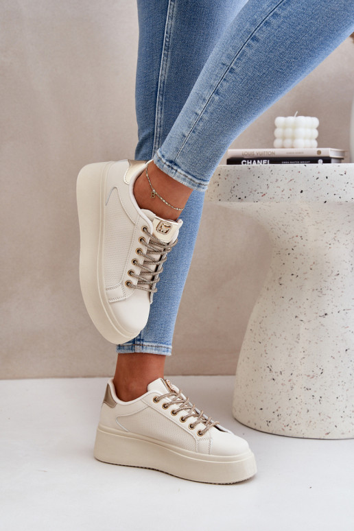 Chaussures modèle baskets avec une plateforme Avec des décorationsi SznuróÀkami beige Fonetha Chaussures modèle baskets avec une plateforme Avec des décorationsi SznuróÀkami beige Fonetha
