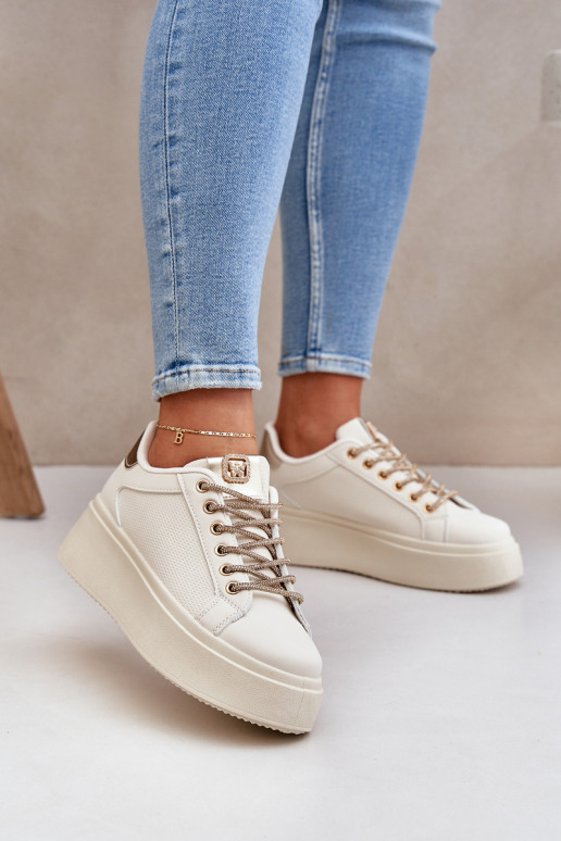 Chaussures modèle baskets avec une plateforme Avec des décorationsi SznuróÀkami beige Fonetha Chaussures modèle baskets avec une plateforme Avec des décorationsi SznuróÀkami beige Fonetha