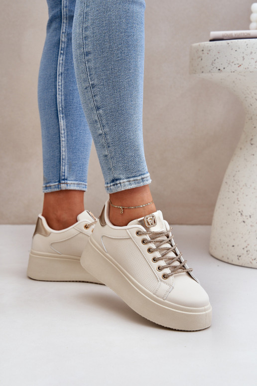 Chaussures modèle baskets avec une plateforme Avec des décorationsi SznuróÀkami beige Fonetha Chaussures modèle baskets avec une plateforme Avec des décorationsi SznuróÀkami beige Fonetha