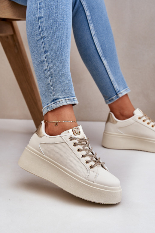 Chaussures modèle baskets avec une plateforme Avec des décorationsi SznuróÀkami beige Fonetha Chaussures modèle baskets avec une plateforme Avec des décorationsi SznuróÀkami beige Fonetha