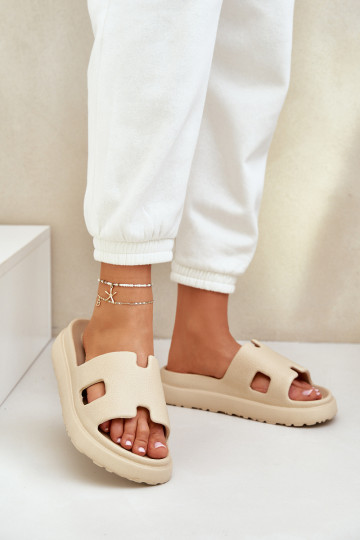 LichtgeInicht pantoffels Slippers Met uitsparingen beige Neladith 2