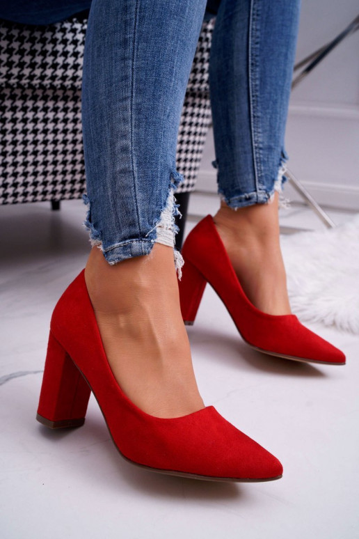 Chaussures à talons hauts en daim couleur rouge Florena
