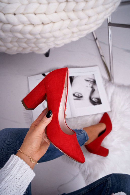 Chaussures à talons hauts en daim couleur rouge Florena