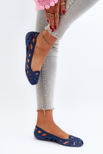 Damen Gummi Ballerinas in Dunkelblau Salam 2