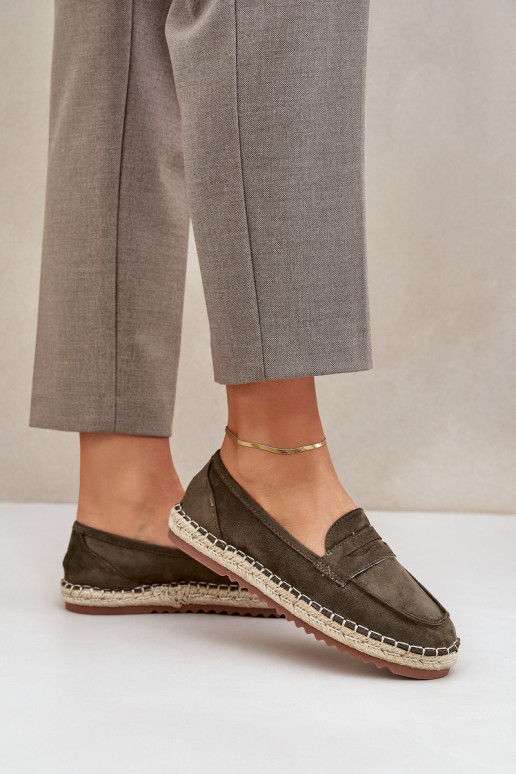 Espadrilles Mit JutoZua Plecionką Auf flacher Sohle Khaki-Farbe-Farbe Shilova Espadrilles Mit JutoZua Plecionką Auf flacher Sohle Khaki-Farbe-Farbe Shilova