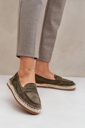 Espadrilles Avec JutoÀa Plecionką Sur une semelle plate couleur kaki Shilova 2