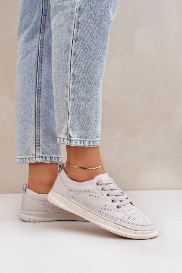 Baskets en cuir naturel gris 2