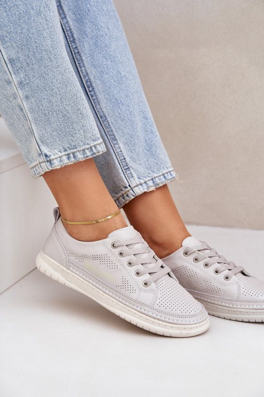 Echt leren sneakers grijs Cloesa Echt leren sneakers grijs Cloesa