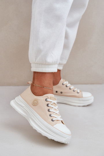Dames schoenen met trendy dikke zolen Big Star NN274127 zandkleur 2