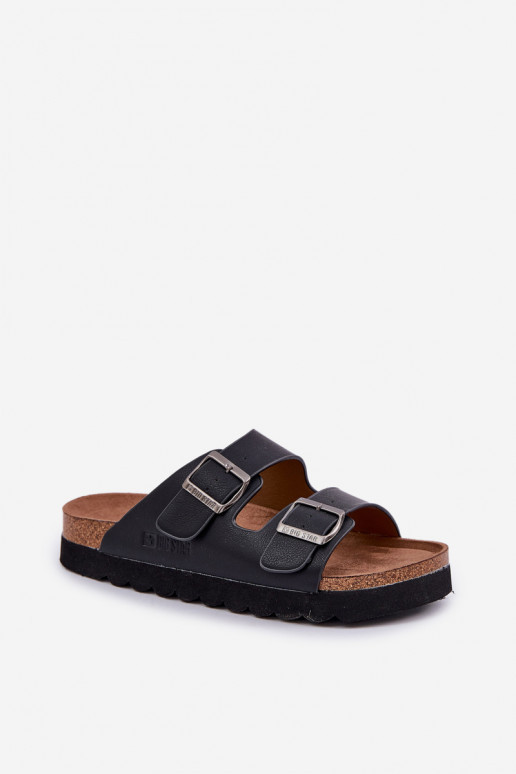 Pantoufles légères pour hommes avec boucles en cuir écologique Big Star NN174531 couleur noire Pantoufles légères pour hommes avec boucles en cuir écologique Big Star NN174531 couleur noire