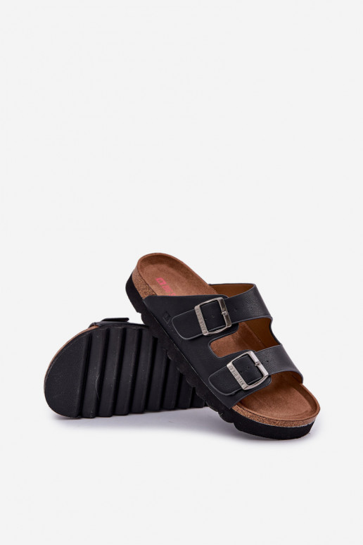 Pantoufles légères pour hommes avec boucles en cuir écologique Big Star NN174531 couleur noire Pantoufles légères pour hommes avec boucles en cuir écologique Big Star NN174531 couleur noire