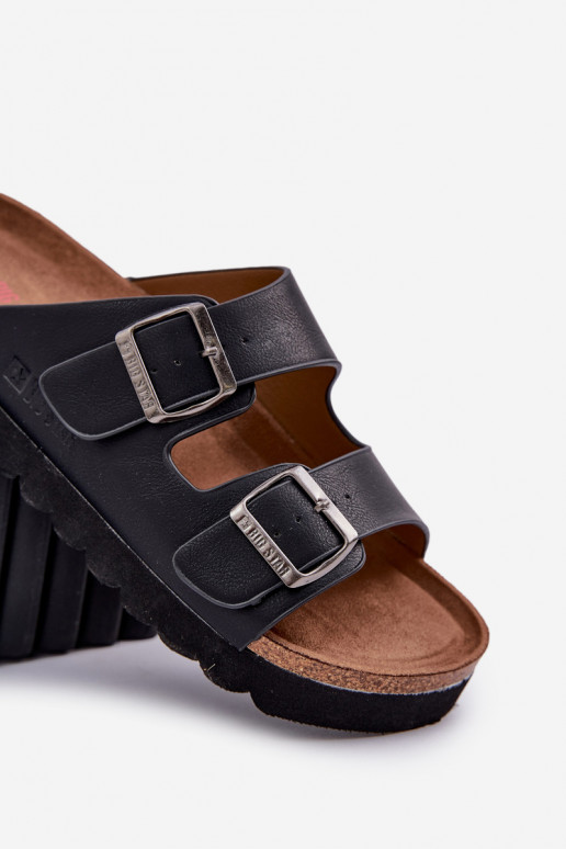 Pantoufles légères pour hommes avec boucles en cuir écologique Big Star NN174531 couleur noire Pantoufles légères pour hommes avec boucles en cuir écologique Big Star NN174531 couleur noire