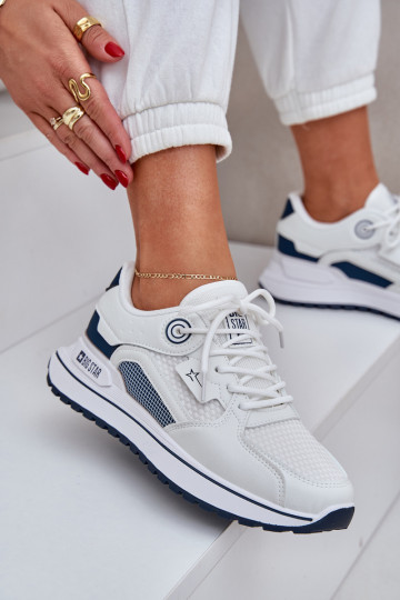baskets Chaussures modèle baskets Féminin Big Star NN274A103 HI-POLY SYSTEM Blanc-bleu foncé