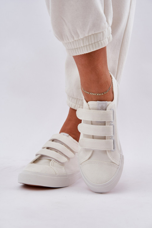 Jeugd platte sneakers met zelfklevende bevestigingsmiddelen Initte kleur Dilan Jeugd platte sneakers met zelfklevende bevestigingsmiddelen Initte kleur Dilan