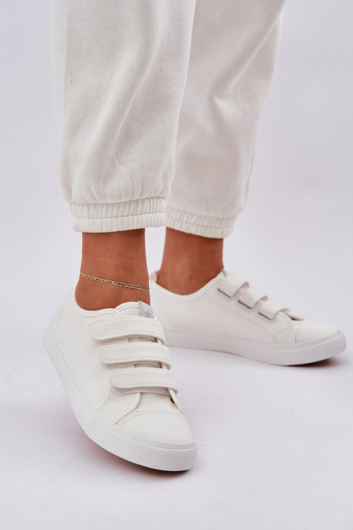 Jeugd platte sneakers met zelfklevende bevestigingsmiddelen Initte kleur Dilan Jeugd platte sneakers met zelfklevende bevestigingsmiddelen Initte kleur Dilan