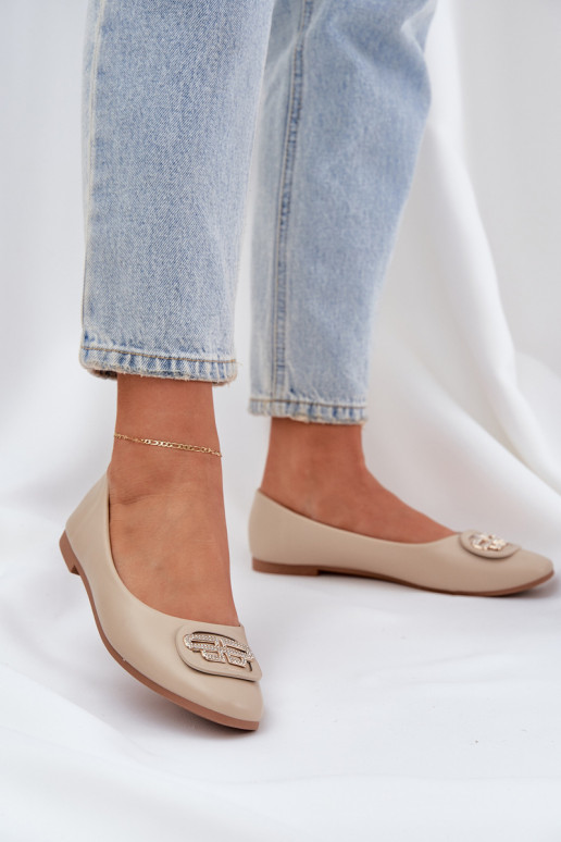Ballerinas Auf flacher Sohle mit Ornamenten Beige Ainoria Ballerinas Auf flacher Sohle mit Ornamenten Beige Ainoria