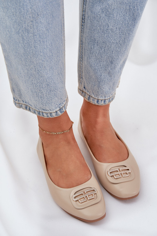 Ballerinas Auf flacher Sohle mit Ornamenten Beige Ainoria Ballerinas Auf flacher Sohle mit Ornamenten Beige Ainoria