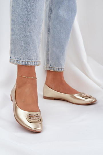 Ballerinas Op een platte zool met ornamenten gouden kleur Ainoria