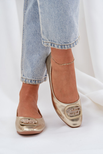 Ballerinas Op een platte zool met ornamenten gouden kleur Ainoria 2