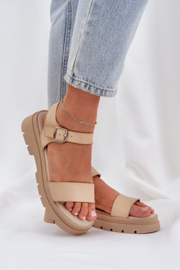 Dames sandalen met platform beige Evaretha
