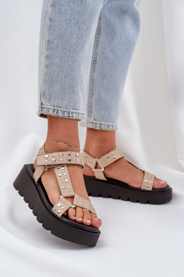 Versierd sandalen met platform beige Tatellia