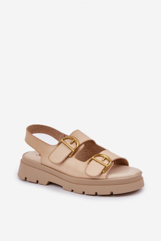 Eko Damensandalen mit Schnallen Beige Vulinea