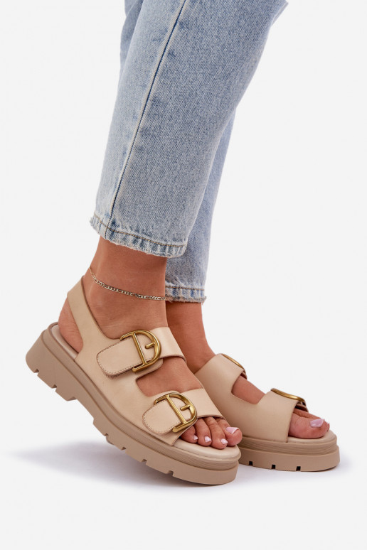 Eko Dames sandalen met gespen beige Vulinea