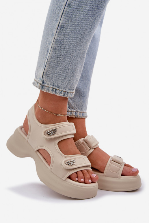 materiaal LichtgeInicht sandalen met platform ivoor Deniffia materiaal LichtgeInicht sandalen met platform ivoor Deniffia